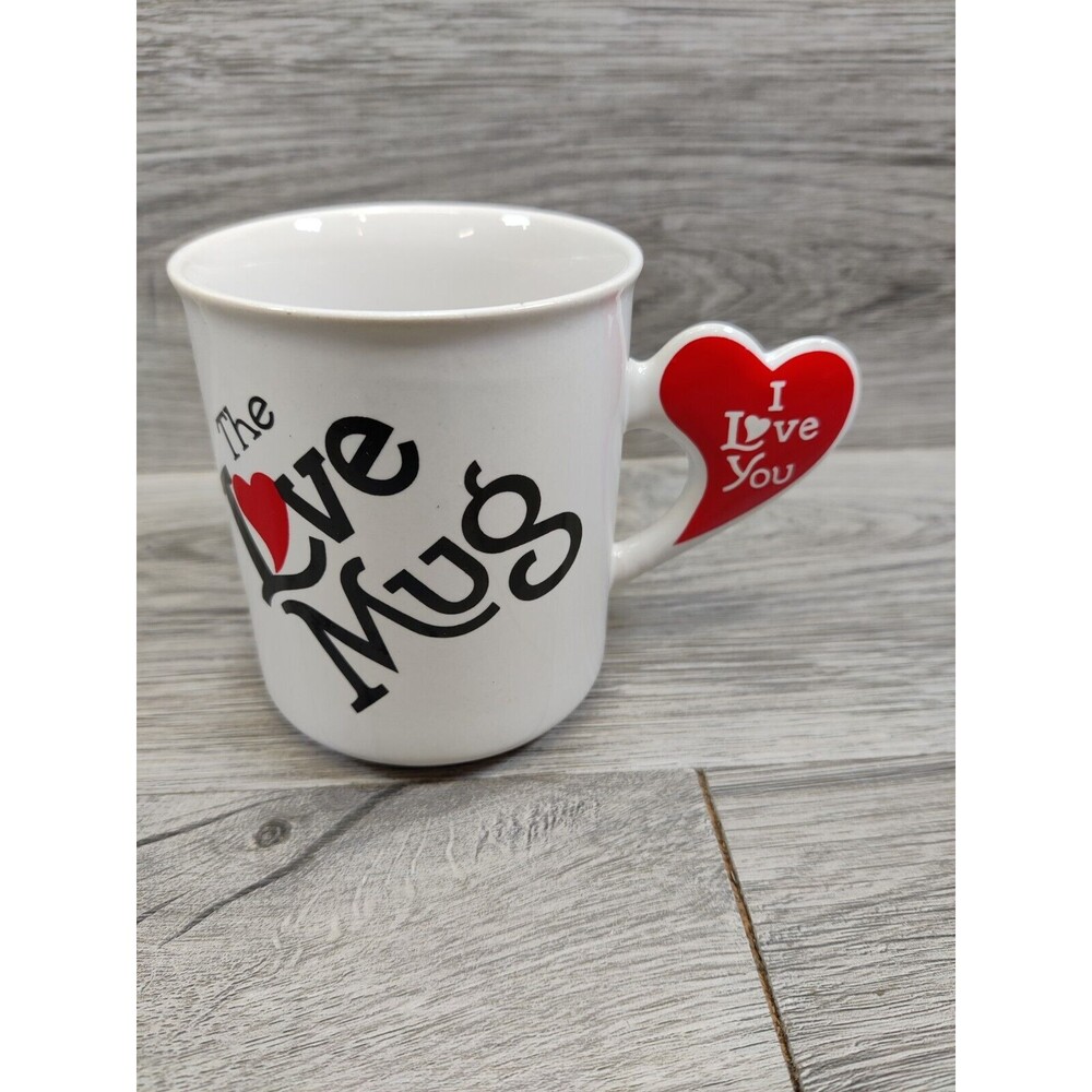 Vintage The Love Mug Cup Red Heart Shaped I Love You Handle-Cute